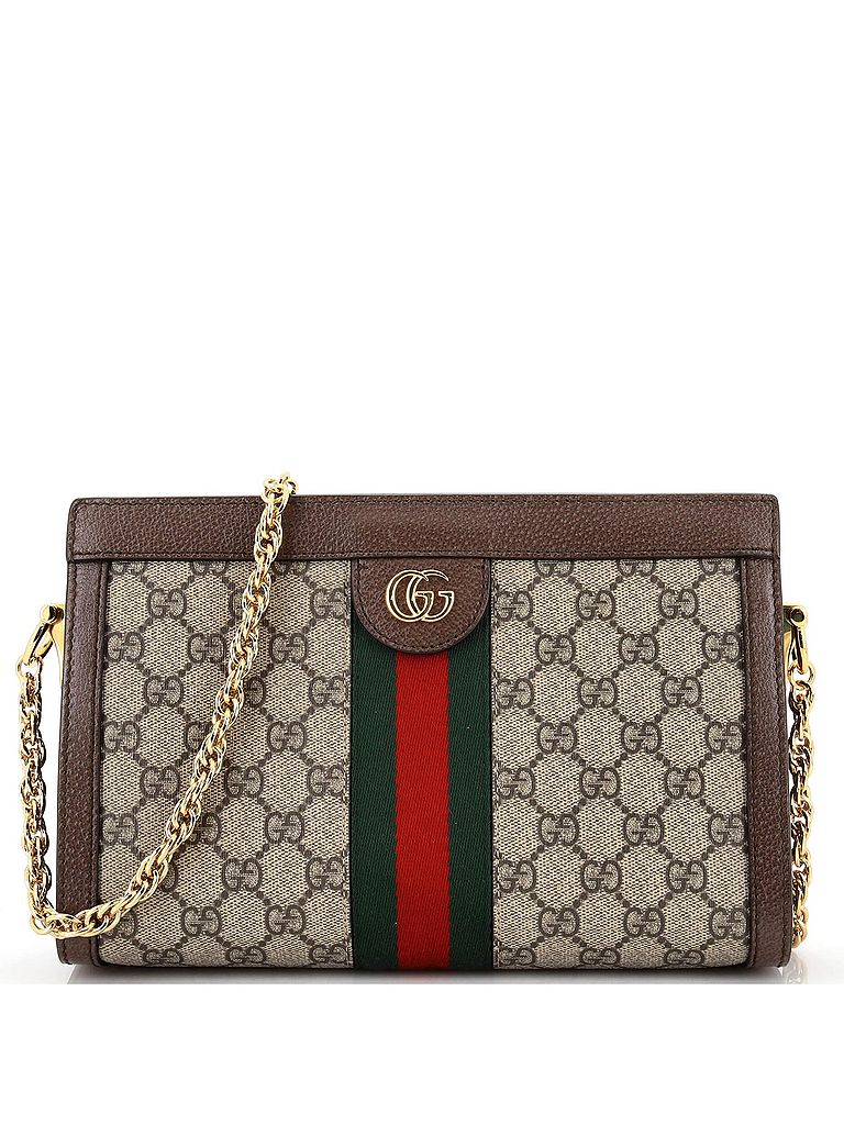 Gucci 100% Coated Canvas Brown Ophidia Chain Shoulder Bag GG Coated Canvas Small One Size - photo 1