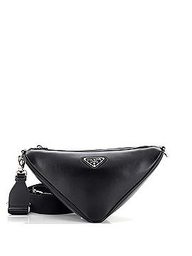 Prada Triangle Logo Zip Crossbody Bag Soft Leather Small (view 1)