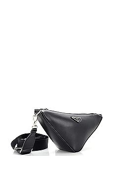 Prada Triangle Logo Zip Crossbody Bag Soft Leather Small (view 2)