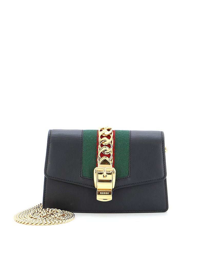Gucci 100% Leather Black Sylvie Chain Shoulder Bag Leather Mini One Size - photo 1