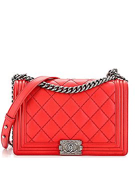 Chanel Double Stitch Boy Flap Bag Quilted Calfskin New Medium (view 1)