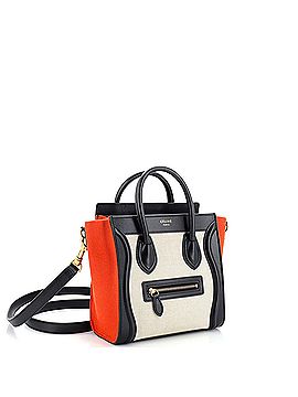 Céline Tricolor Luggage Bag Canvas and Leather Nano (view 2)