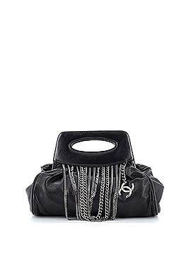 Chanel Cut Out Handle Chain Fringe Clutch Leather (view 1)