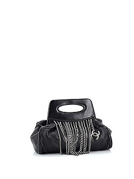 Chanel Cut Out Handle Chain Fringe Clutch Leather (view 2)