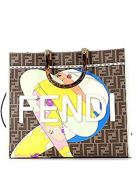 Fendi Antonio Lopez Sunshine Shopper Tote Zucca Coated Canvas with Printed Leather Inlay Medium (view 1)
