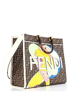 Fendi Antonio Lopez Sunshine Shopper Tote Zucca Coated Canvas with Printed Leather Inlay Medium (view 2)