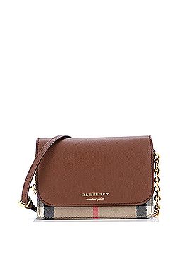 Burberry Hampshire Wallet on Chain Leather and House Check Canvas (view 1)