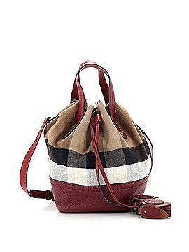 Burberry Heston Bucket Bag House Check Canvas with Leather Small (view 1)