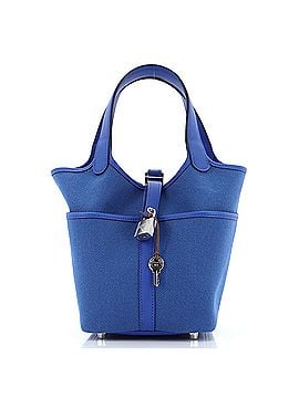 Used Blue Chanel Blue Leather Coco Cabas Shoulder Bag Tote with