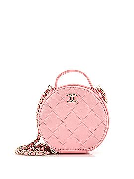 Chanel Handle with Care Round Vanity Case with Chain Quilted Caviar Small (view 1)