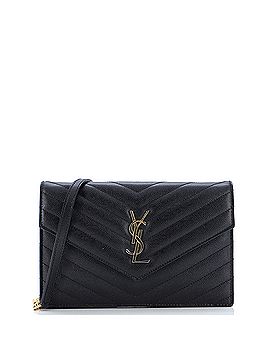 Saint Laurent Classic Monogram Wallet on Chain Matelasse Chevron Leather Small (view 1)