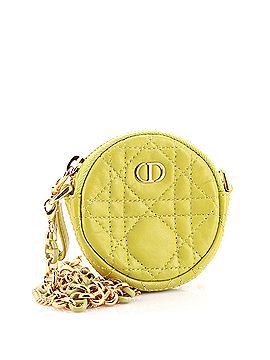 Christian Dior Caro Round Pouch with Chain Cannage Quilt Leather Mini (view 2)