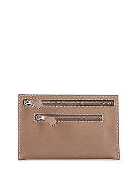 Hermès Double Zippered Pouch Leather (view 1)