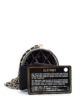 Chanel Round Mirror Chain Necklace Purse Quilted Patent (view 2)