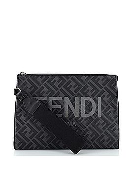 Fendi Logo Flat Wristlet Pouch Zucca Coated Canvas with Leather Medium (view 1)