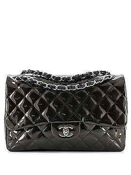 Chanel Classic Double Flap Bag Quilted Striated Metallic Patent Jumbo (view 1)