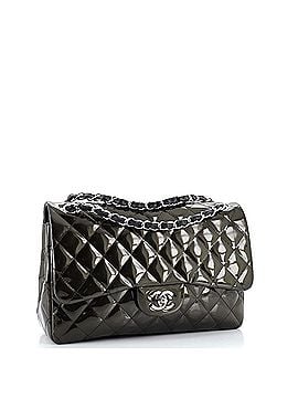 Chanel Classic Double Flap Bag Quilted Striated Metallic Patent Jumbo (view 2)