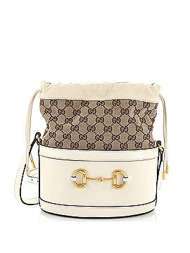 Gucci Horsebit 1955 Bucket Crossbody Bag Leather and GG Canvas Small (view 1)