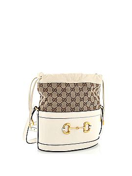 Gucci Horsebit 1955 Bucket Crossbody Bag Leather and GG Canvas Small (view 2)