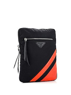 Prada Front Pocket Zip Pouch Tessuto with Leather Medium (view 2)