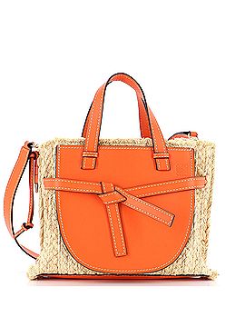 Loewe Gate Tote Leather and Straw Small (view 1)