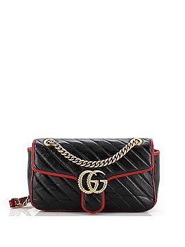 Gucci GG Marmont Flap Bag Diagonal Quilted Leather Small (view 1)