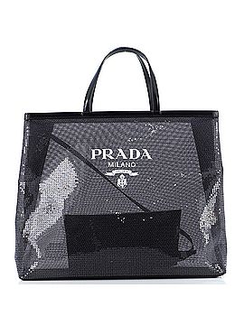 Prada Logo Open Tote Sequined Mesh Large (view 1)