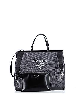 Prada Logo Open Tote Sequined Mesh Large (view 2)