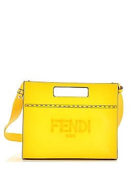 Fendi Logo Cut-Out Handle Shopper Tote Embossed Leather Mini (view 1)