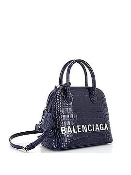 Balenciaga Logo Ville Bag Crocodile Embossed Leather Small (view 2)