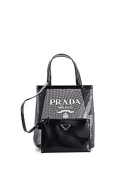 Prada Logo Open Tote Sequined Mesh Small (view 2)