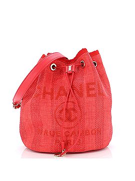 Chanel Deauville Drawstring Bucket Bag Striped Mixed Fibers Medium (view 1)