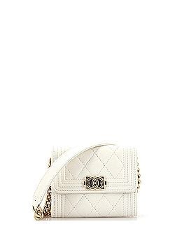Chanel Boy Flap Card Holder on Chain Quilted Caviar (view 1)