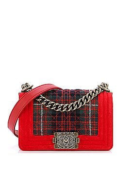 Chanel Paris-Edinburgh Boy Flap Bag Quilted Tweed with Velvet Small (view 1)