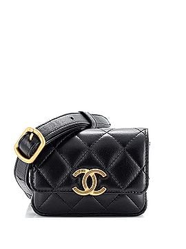 Chanel Lacquered Metal CC Flap Card Holder Belt Bag Quilted Lambskin (view 1)