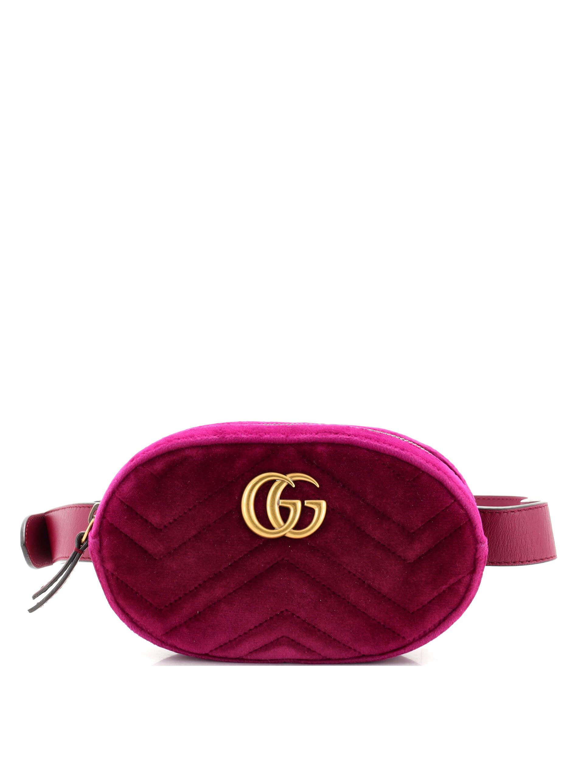 Gucci 100% Velvet Purple GG Marmont Belt Bag Matelasse Velvet One Size ...