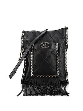 Chanel Fringe Flat Shopping Bag Quilted Calfskin Small (view 1)