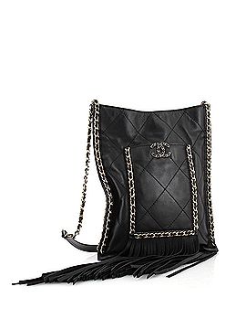Chanel Fringe Flat Shopping Bag Quilted Calfskin Small (view 2)