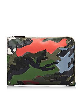 Valentino Camouflage Canvas and Leather Clutch Bag (view 1)