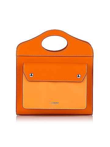 Burberry 100 Leather Orange Mini Leather Pocket Tote One Size 9