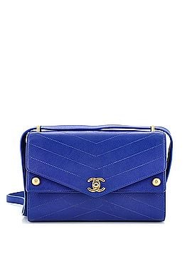 Chanel Envelope Double Flap Bag Studded Chevron Calfskin Small (view 1)