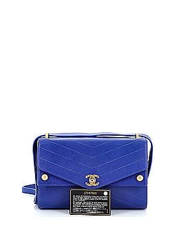 Chanel Envelope Double Flap Bag Studded Chevron Calfskin Small (view 2)