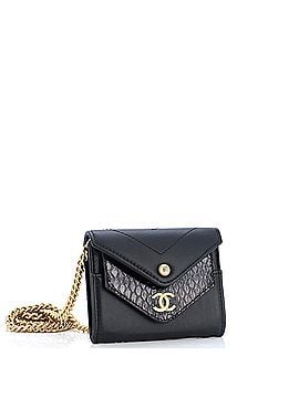Chanel Envelope Flap Card Case on Chain Chevron Quilted Calfskin and Embossed Python Leather (view 2)