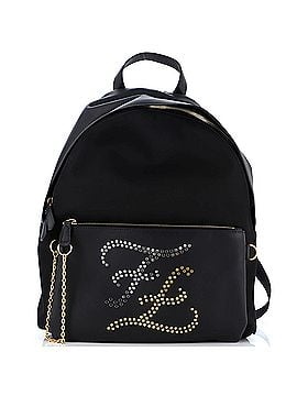 Fendi Karligraphy Backpack Nylon with Studded Leather Large (view 1)