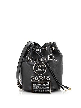 Chanel Deauville Drawstring Bucket Bag Studded Caviar Medium (view 2)