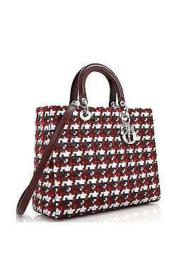 Christian Dior Lady Dior Bag Woven Leather with Tweed Large (view 2)