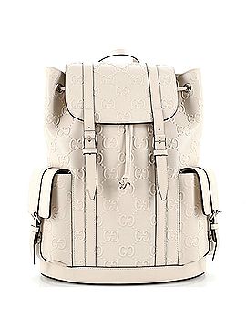 Gucci Double Buckle Backpack GG Embossed Perforated Leather Large (view 1)