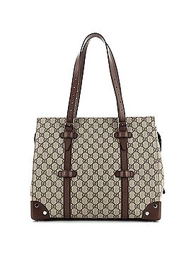Gucci Buckle Travel Tote GG Coated Canvas with Leather Large (view 1)