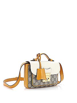 Gucci Padlock Front Pocket Flap Shoulder Bag GG Coated Canvas and Leather Mini (view 2)