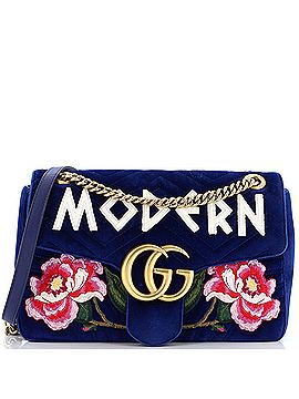 Gucci GG Marmont Flap Bag Embroidered Matelasse Velvet Medium (view 1)